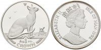 Isle of Man, 1 Crown 1992, 1 oz, Katzen - Siamkatze,