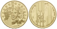 Frankreich, 50 Euro 50 Jahre europäische Zusammenarbeit im Weltraum,
