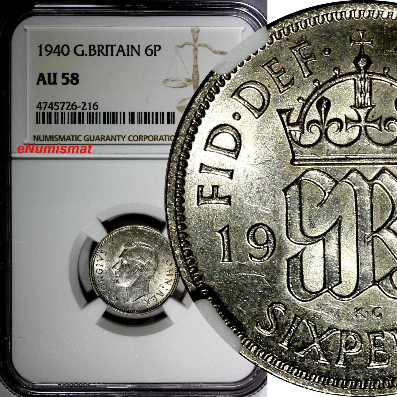 United Kingdom Pence Great Britain George Vi Silver Ngc Au Km