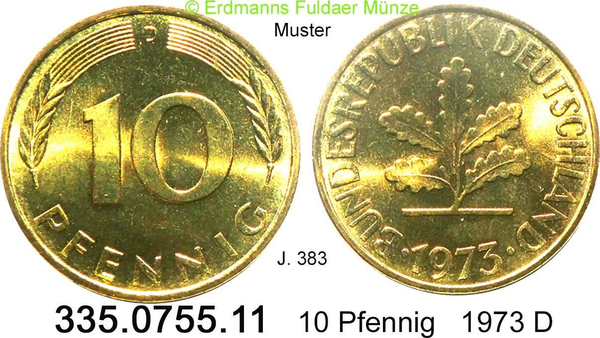 BRD 10 Pfennig 1973D J 383 335 0755 11 Unc MA Shops