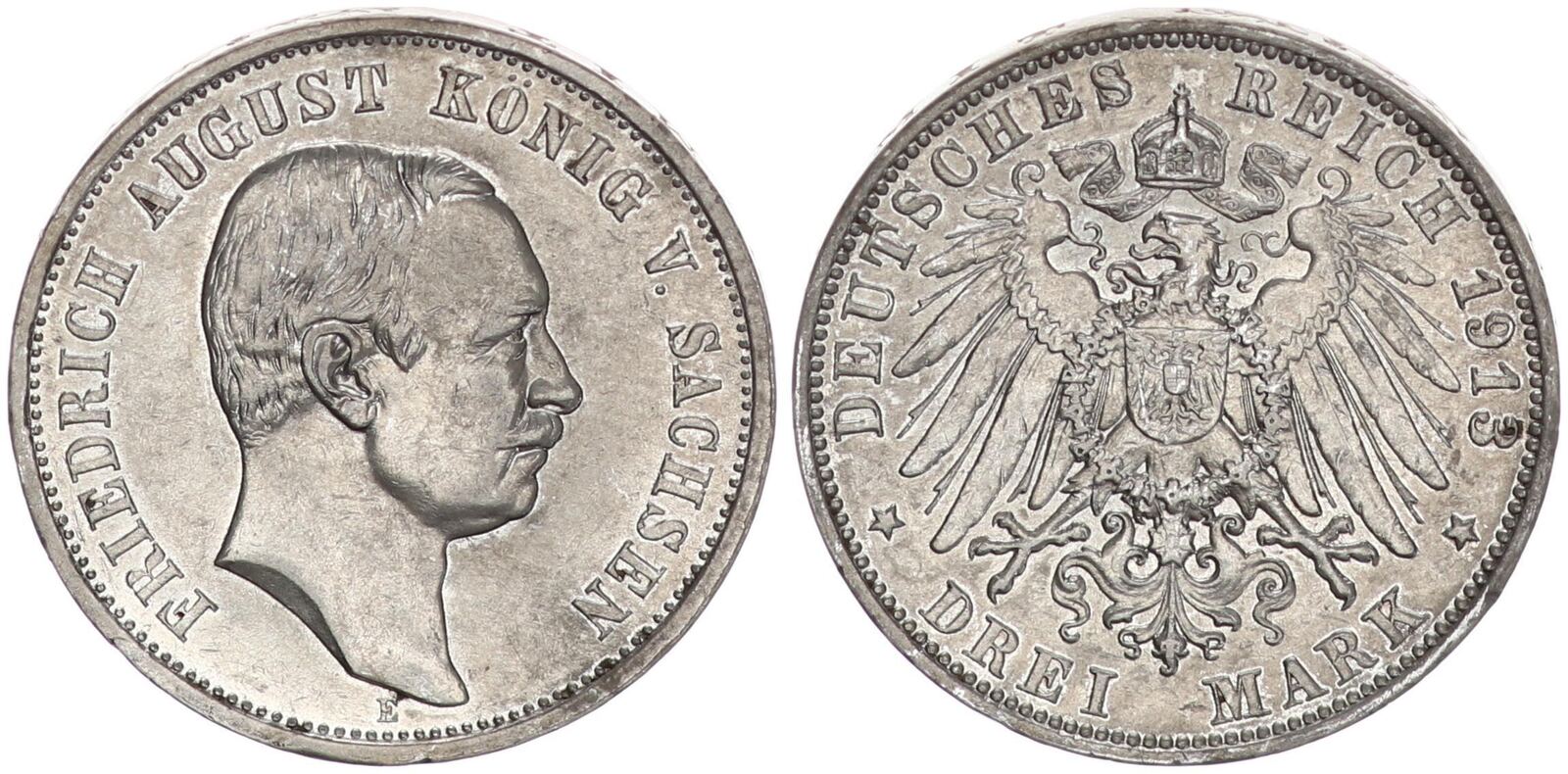 Sachsen Deutsches Kaiserreich 3 Mark 1913 E 3 Reichsmark König