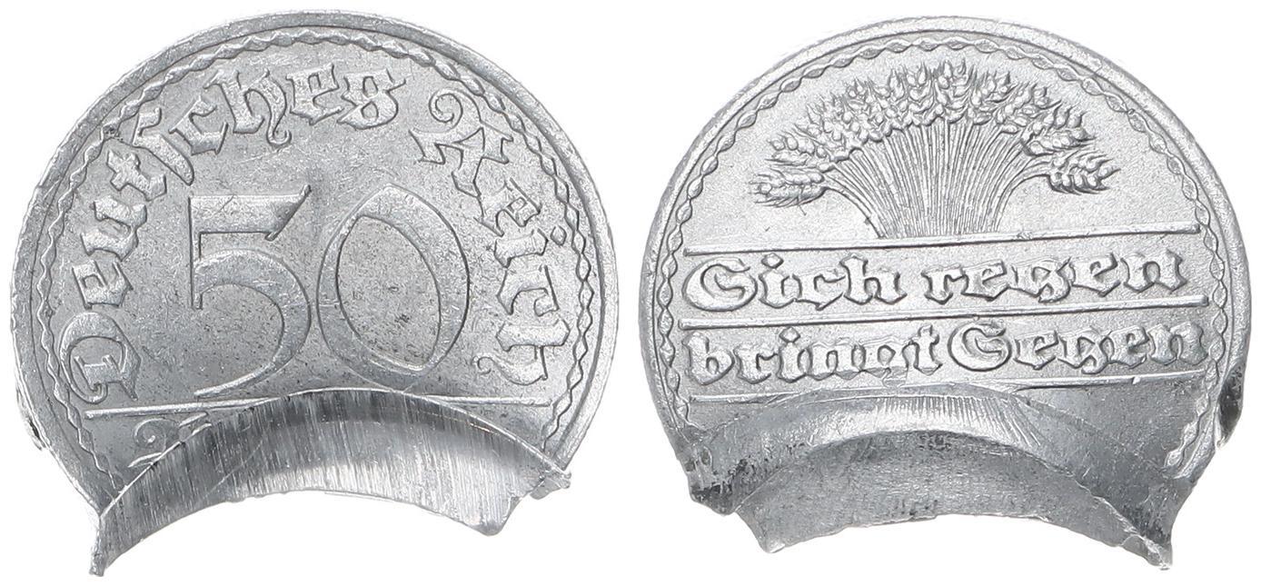 Deutschland Weimar 50 Pfennig o J FEHLPRÄGUNG 2x geprägt dadurch