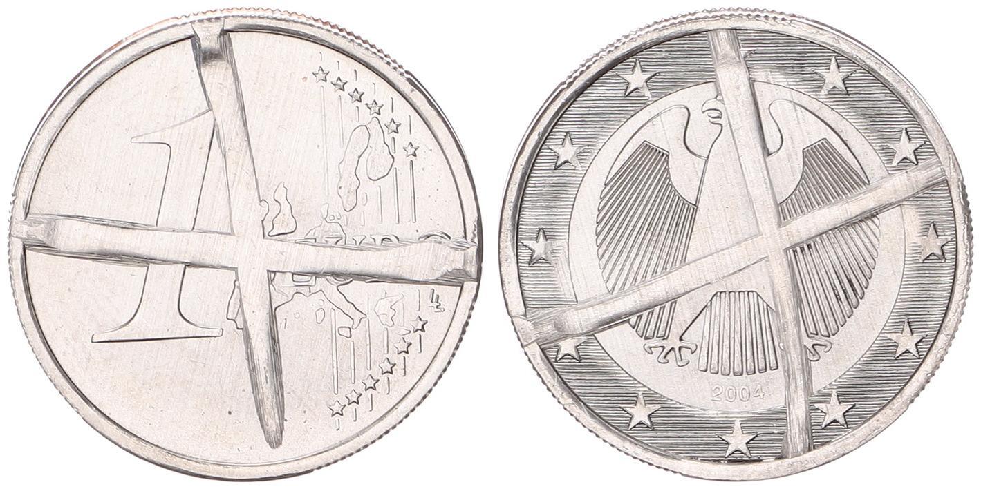 Deutschland BRD 1 Euro 2004 D Probeprägung in Kupfer Nickel mit