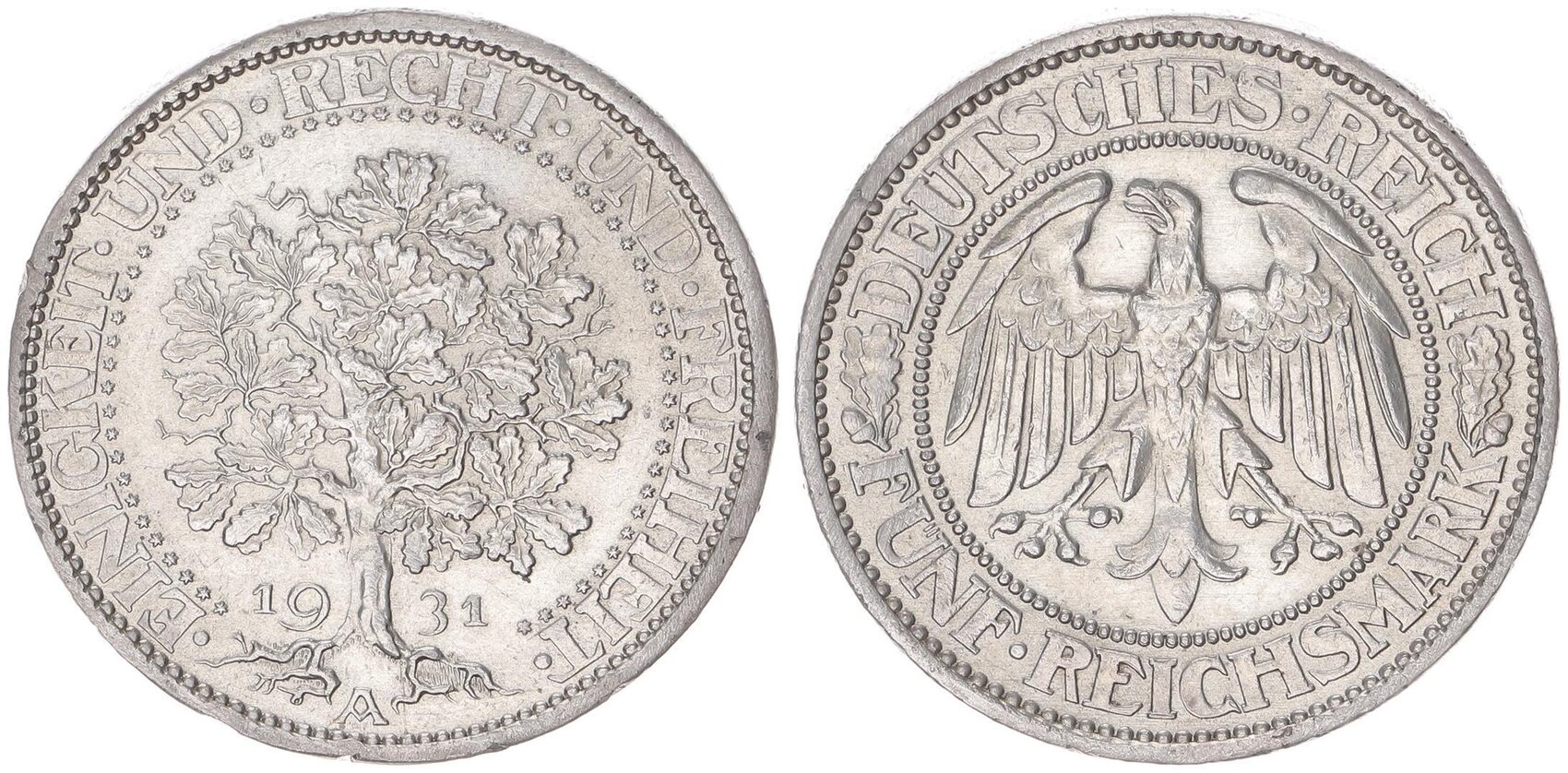 Deutschland Weimar Reichsmark A Eichbaum Vz Kl Randfehler