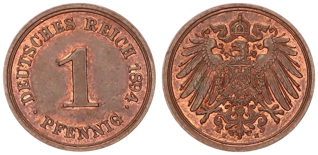 Deutschland Kaiserreich 1 Pfennig 1894 E J 10 großer Adler