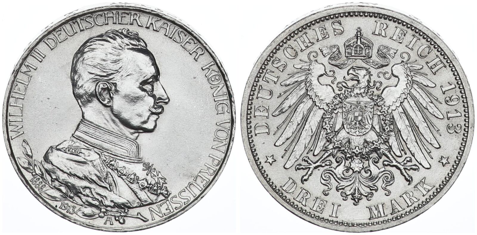 Deutsches Kaiserreich Preußen 3 Mark 1913 A Wilhelm II 25 jähriges