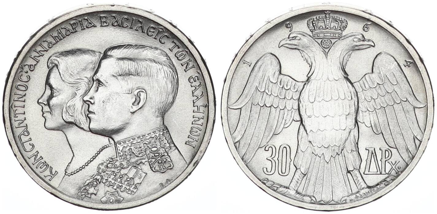 Griechenland Drachmen Hochzeit K Nig Kostantin Ii Und