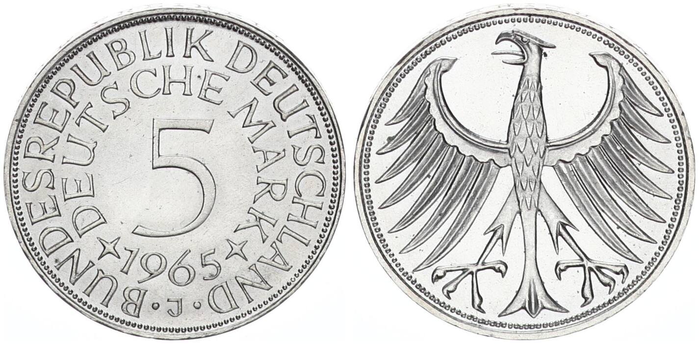 Deutschland BRD 1965 J 5 DM Heiermann prägefrisch MA Shops