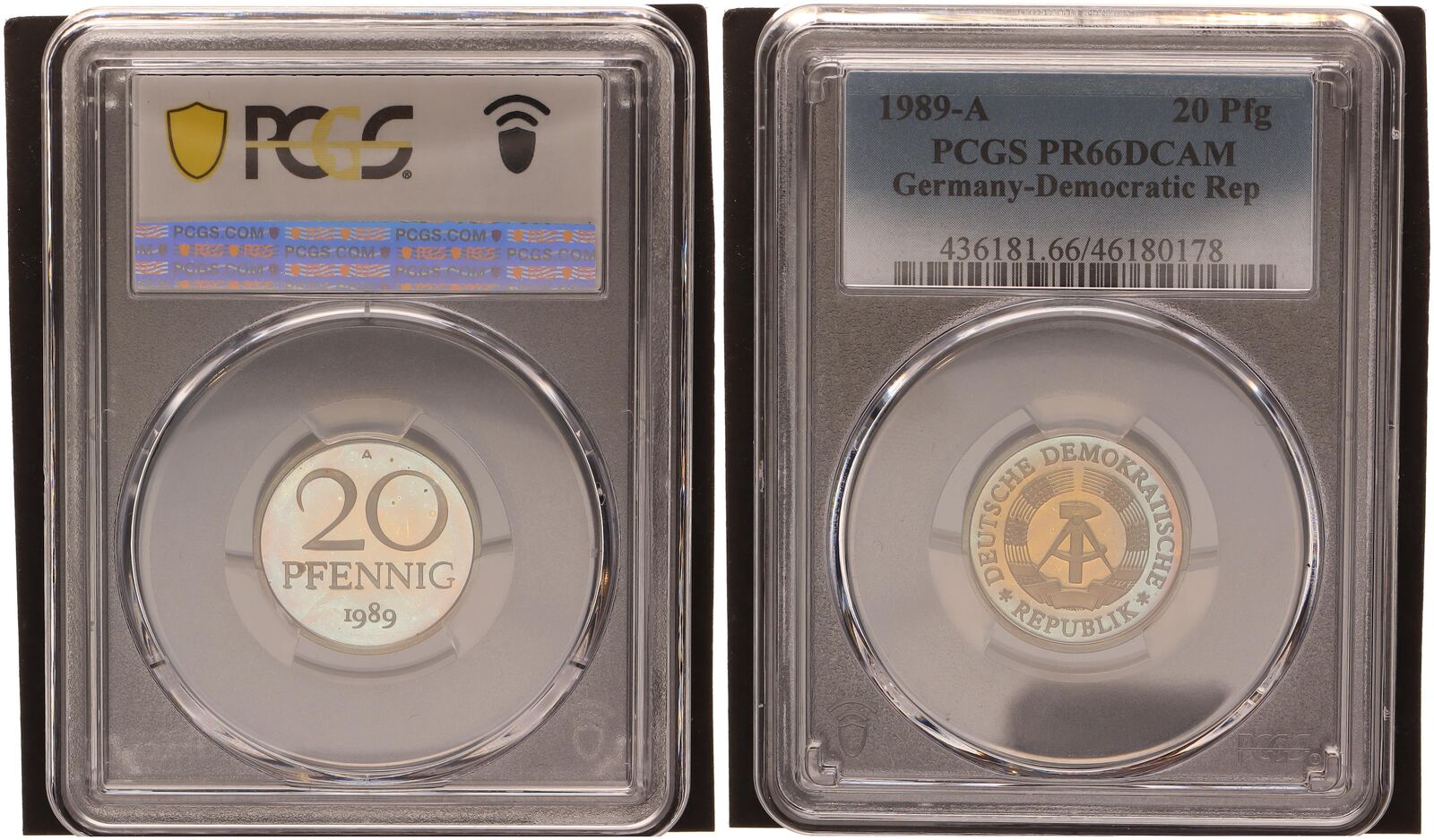 Germany Democratic Rep 20 Pfennig 1989 A DDR PCGS PR66DCAM Polierte