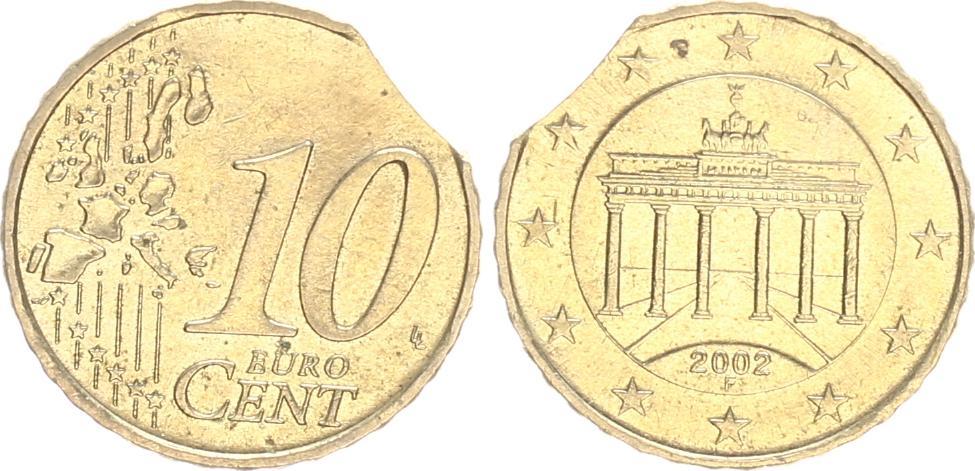 Deutschland 10 Cent 2002 F Deutschland 10 Cent Fehlprägung Zainende vz