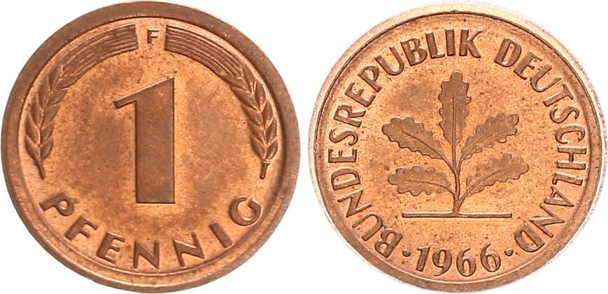 Deutschland 1 Pfennig Fehlprägung BRD 1 Pfennig 1966 F Fehlprägung ohne