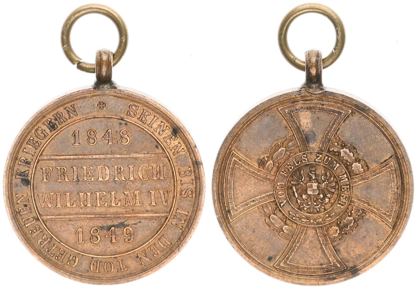 Deutschland Hohenzollerndenkmüze 1848 49 Medaille Preußen Vom Fels zum