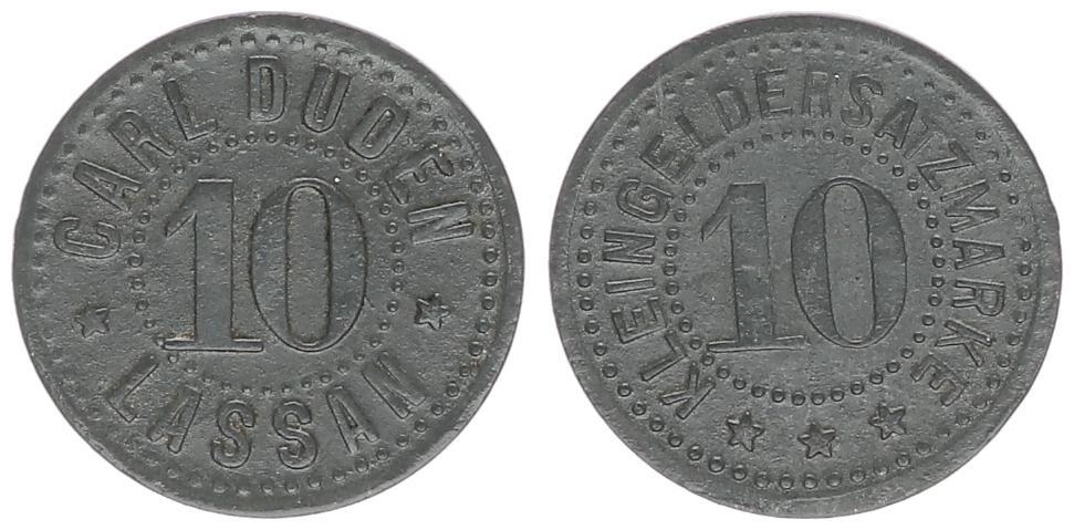 Polen Lassau 10 Pfennig Carl Duden Ss Vz MA Shops