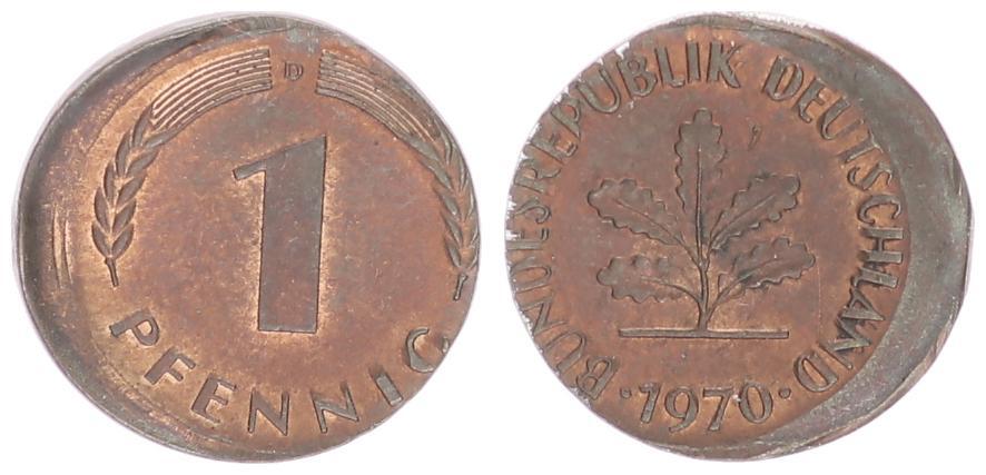 Deutschland 1 Pfennig 10 dezentriert BRD 1 Pfennig 1970 D Fehlprägung