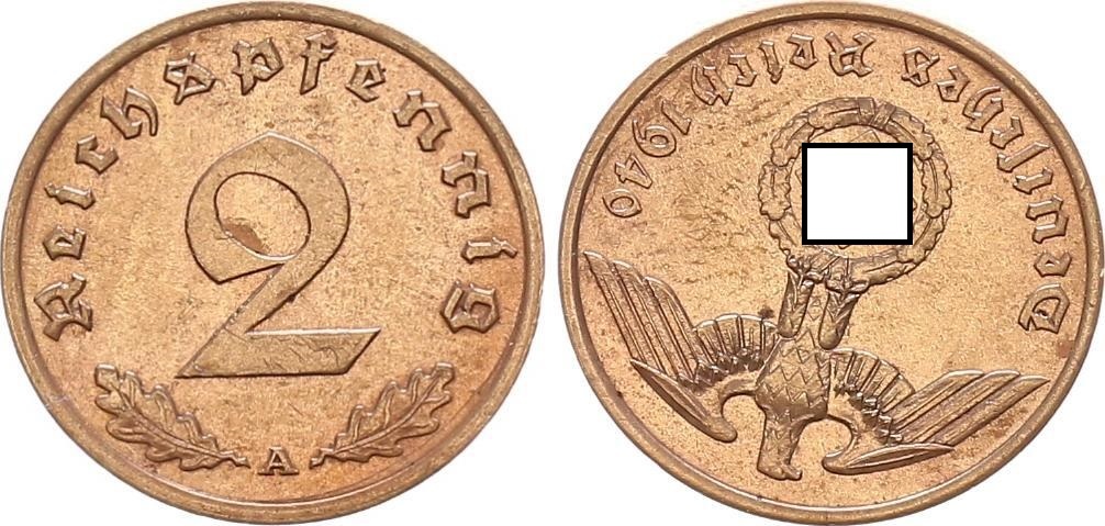 Deutschland Drittes Reich 2 Pfennig Fehlprägung 2 Pfennig 1940 A