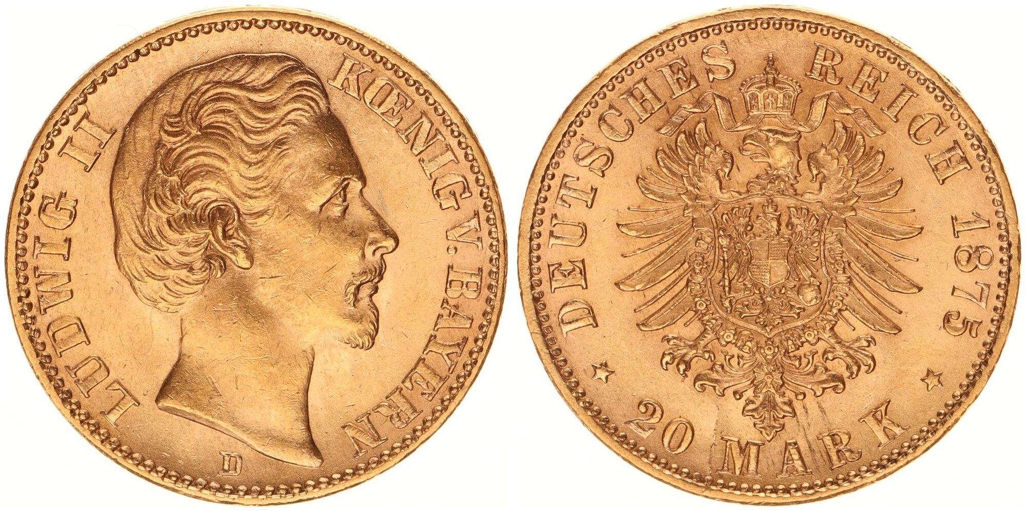 Deutsches Kaiserreich Bayern Bayern 20 Mark Ludwig II 1875 D