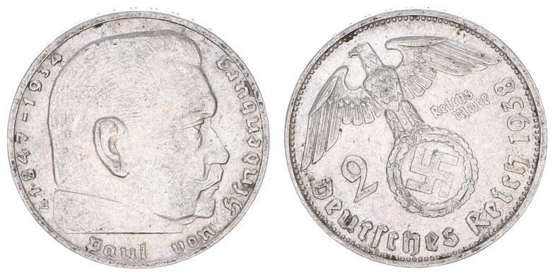 Drittes Reich Deutschland 3 Reich 2 Reichsmark Drittes Reich 2 Mark