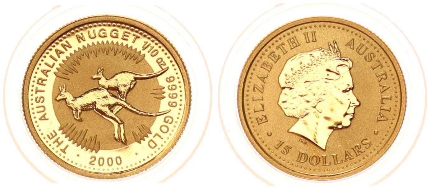 15 Dollar Gold 2000 Australien Känguru 1 10 Unze 15 Dollar