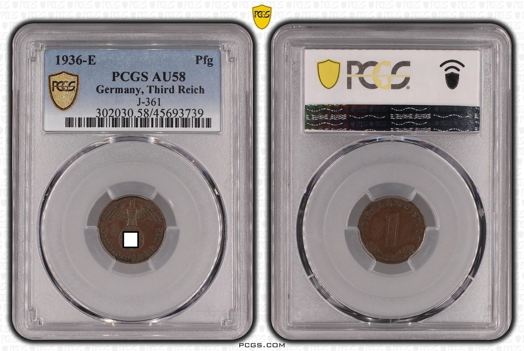 Germany Third Reich E Pfennig E J Pcgs Zertifiziert