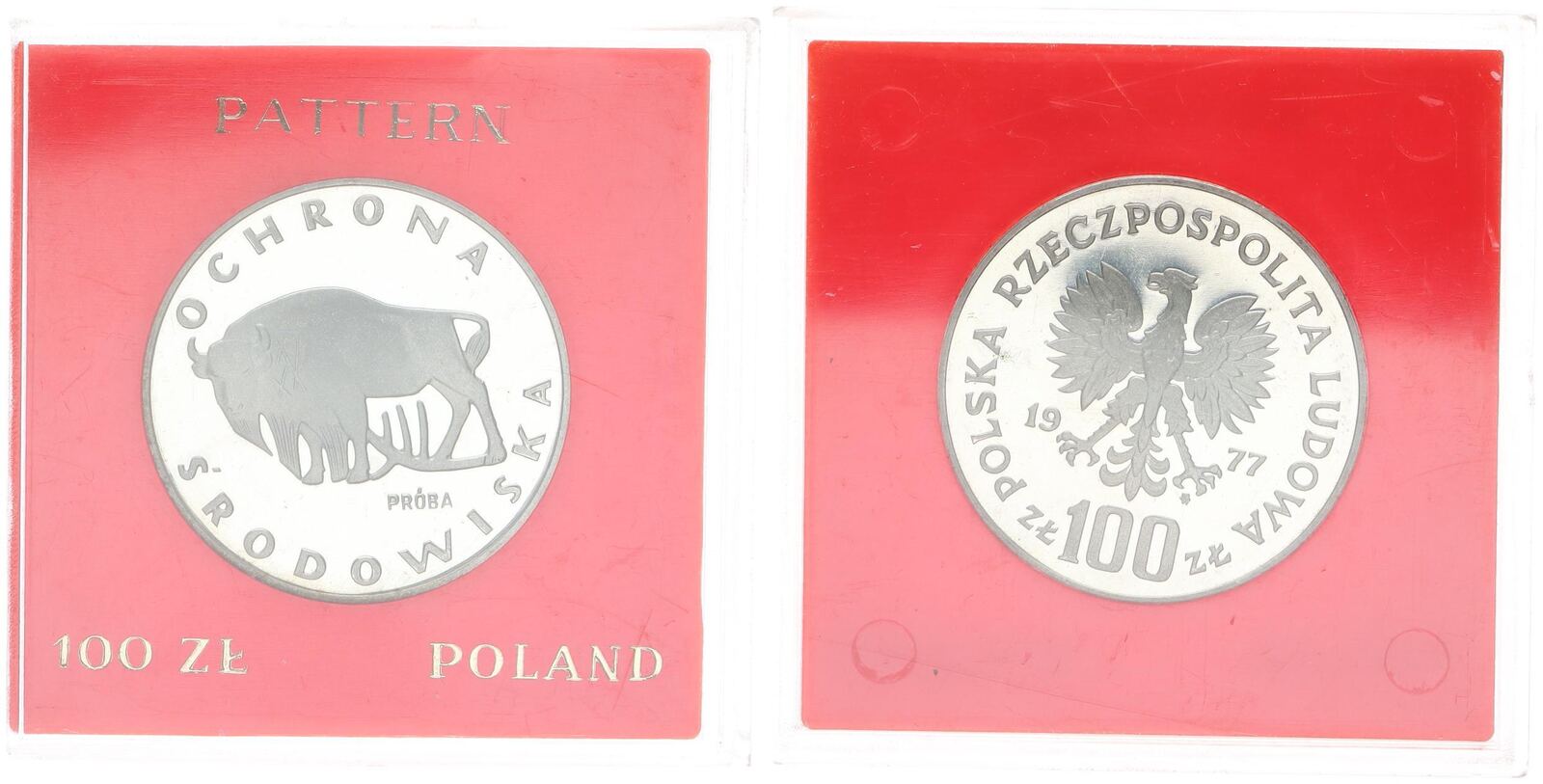 Polen 100 Zloty 1977 Wisent Proba PP MA Shops