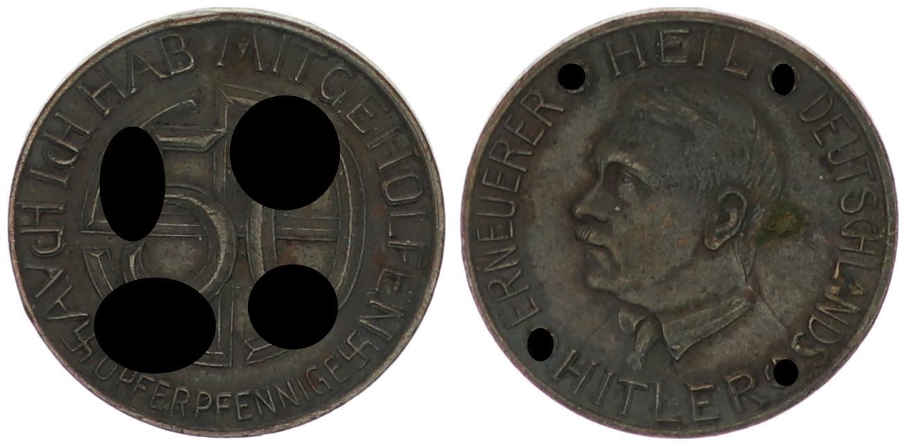 Reich Spendenmedaille Opferpfennige Hitlerportrait Vz