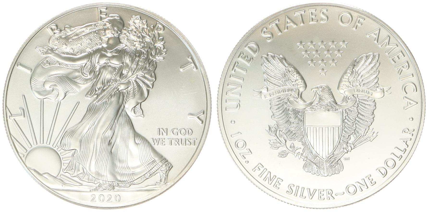 USA 1 Dollar 1 Unze Silber 2020 1 American Eagle Liberty 1 Oz