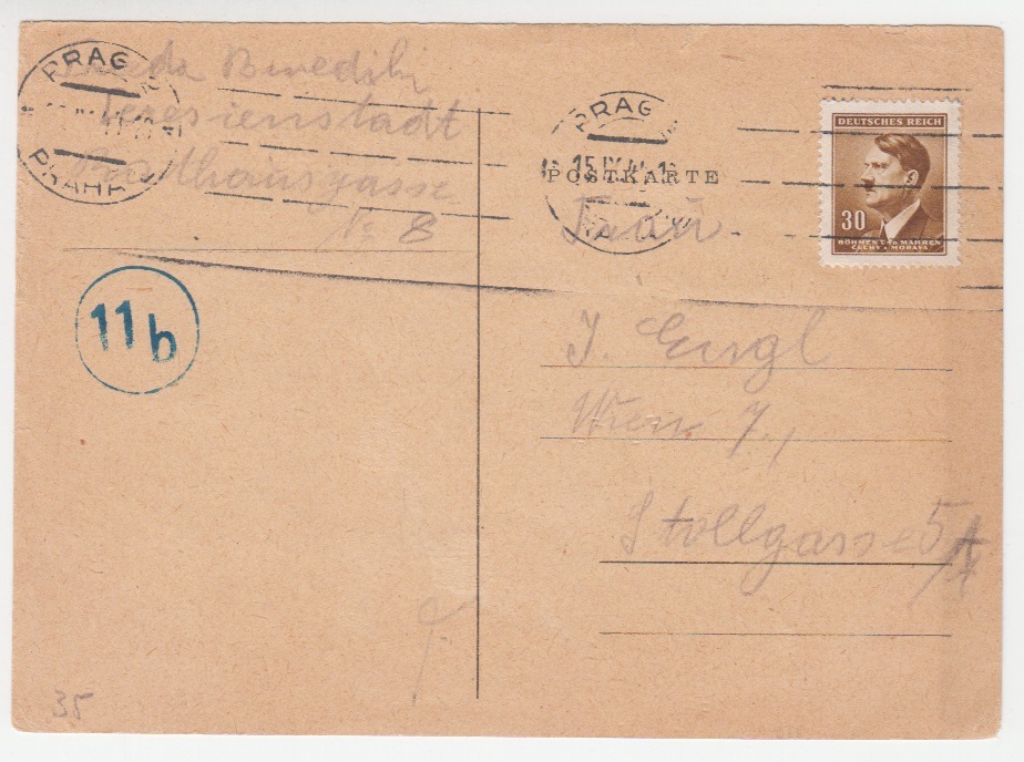 3 Reich Polen Postkarte Aus Theresienstadt 1944 Gelaufen Siehe