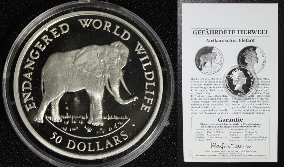 Cook Islands Dollars Afrikanischer Elefant Gef Hrdete