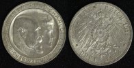 Württemberg 3 Mark Wilhelm II. - Silberhochzeit mit Charlotte