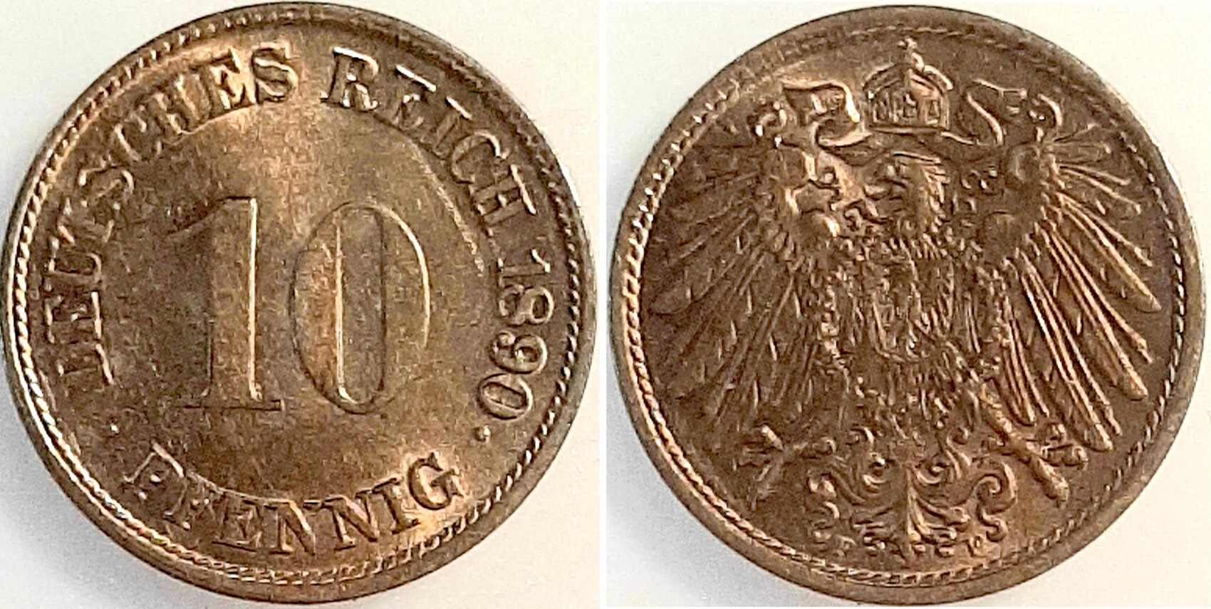 Deutschland 10 Pfennig 1890F Prfr Stgl MA Shops