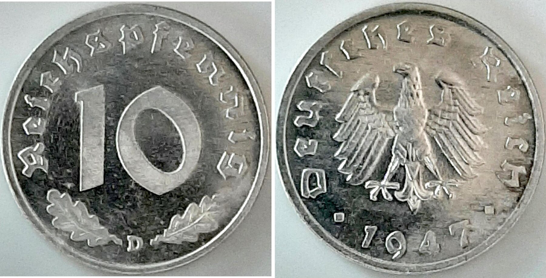 Deutschland 10 Pfennig 1947D Aluminium PROBE Sehr Selten Stgl MA Shops