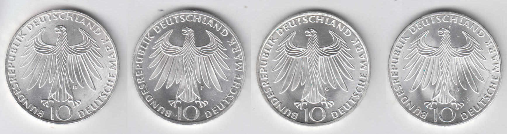 BRD 4 x 10 DM 1972 D J Gedenkmünze Olympische Spiele 1972 München 2