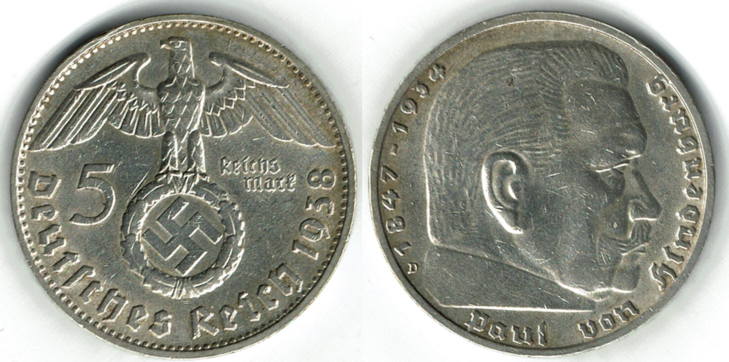 Drittes Reich Reichsmark D Hindenburg Mit Hk G Er