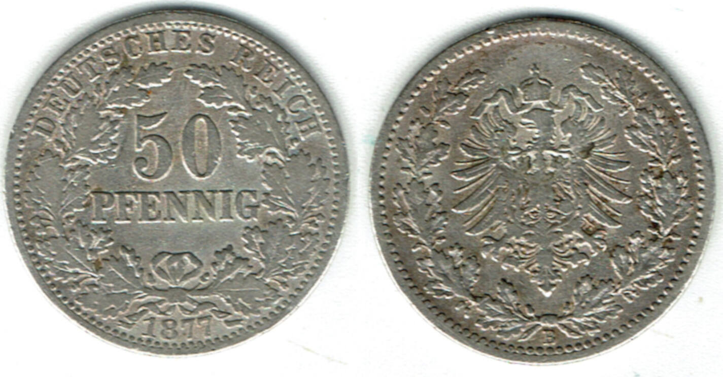 Deutsches Kaiserreich Kaiserreich Kursmünze 50 Pfennig 1877 B