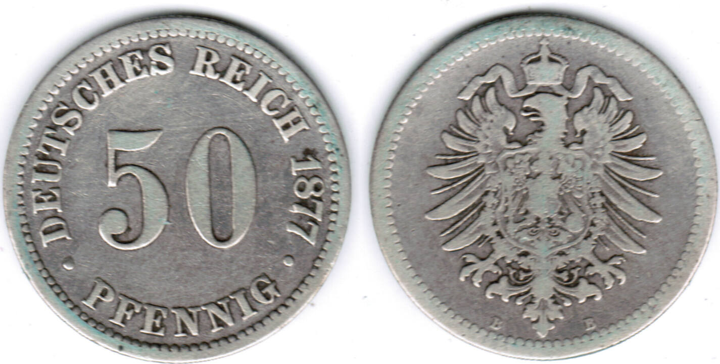 Deutsches Kaiserreich Kaiserreich Kursmünze 50 Pfennig 1877 B