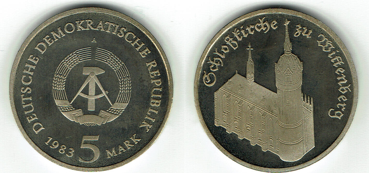 Deutsche Demokratische Republik DDR 1982 5 Mark Schlosskirche Zu