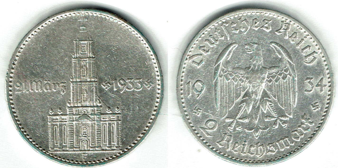 Drittes Reich Reichsmark F Garnisonskirche Potsdam Mit Datum