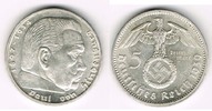 Drittes Reich 5 Reichsmark Drittes Reich, 5 Reichsmark 1939 A, Hindenburg mit HK, 13,89 g 900er Silber!