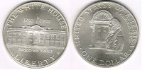 USA 1 Dollar USA, Silber-Gedenkmünze 200 Jahre Weißes Haus, Siehe Scan!