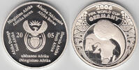 Südafrika 2 Rand Südafrika, 2 Rand Silbergedenkmünze "Fußball-WM 2006 Deutschland", sie