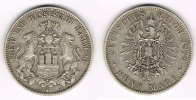 Hamburg 5 Mark Kaiserreich, Hamburg, 5 Mark 1876 J, Stadtwappen, Erhaltung siehe Scan!