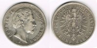 Kaiserreich - Bayern 5 Mark Deutsches Kaiserreich, Bayern, König Ludwig II., 5 Mark 1875 D, Silber!