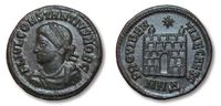 ROMAN EMPIRE Follis / AE3 Superb AE Campgate Follis of Constantius II, struck in Nicomedia