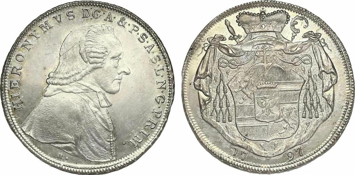 Österreich Salzburg 1 2 Taler 1797 M Hieronymus von Colloredo 1772