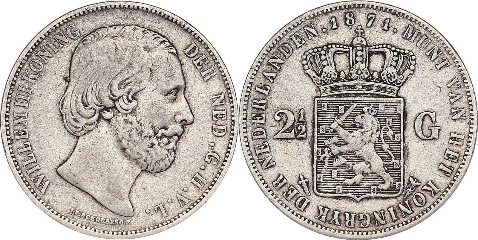 Niederlande 2 1 2 Gulden 1871 Wilhelm III 1849 1890 Ss MA Shops