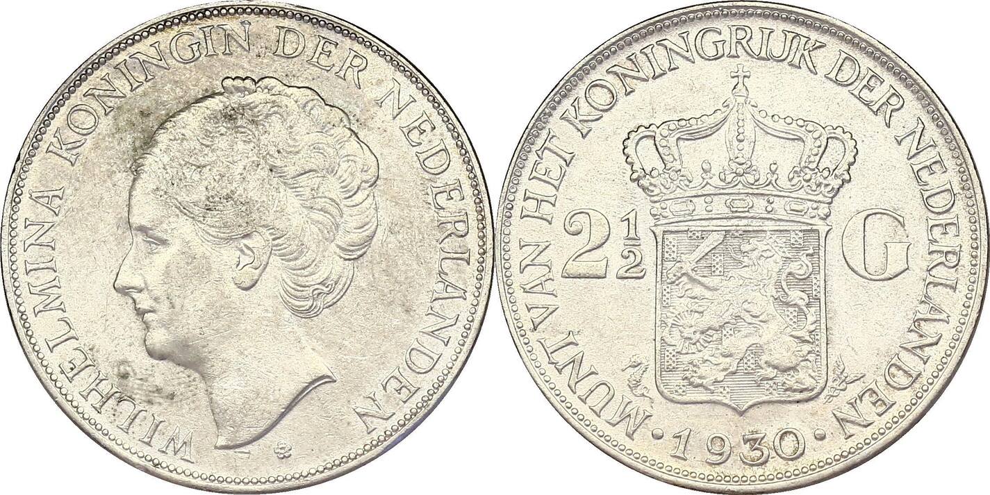 Niederlande 2 1 2 Gulden 1930 Wilhelmina 1890 1948 F Stgl MA Shops