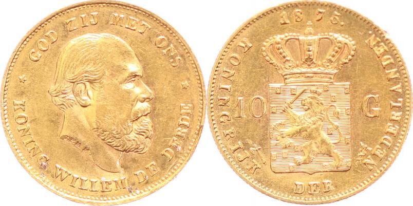 Niederlande Königreich 10 Gulden Gold 1875 Willem III 1849 1890