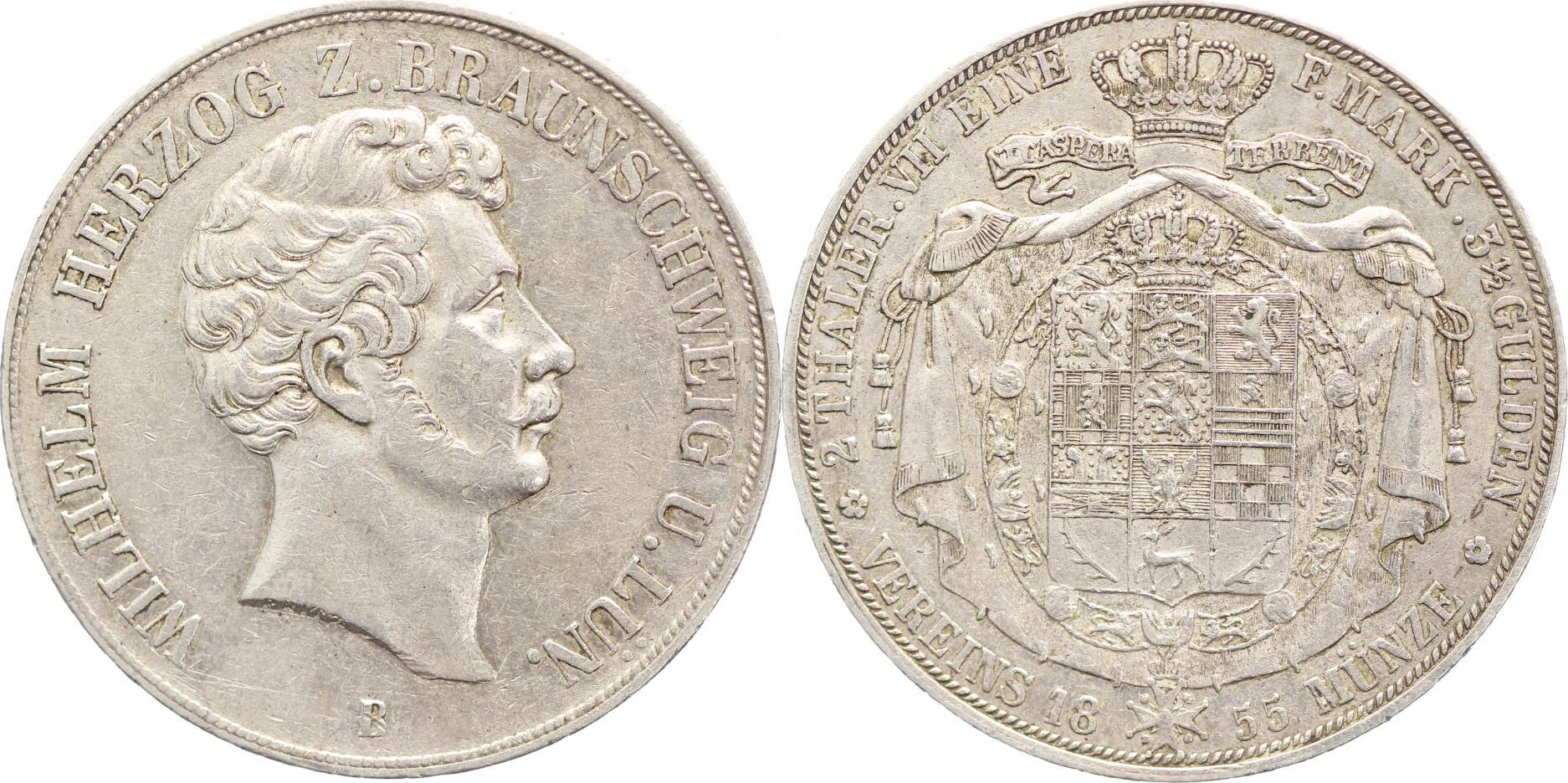 Braunschweig Wolfenbüttel Vereinsdoppeltaler 1855 B Wilhelm 1831 1884