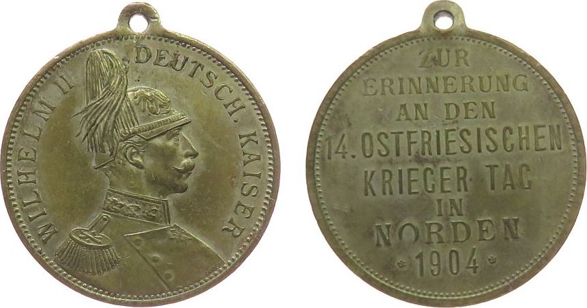 Tragbare Medaille 1904 Bronze Versilbert Wilhelm II 1888 1918 Auf