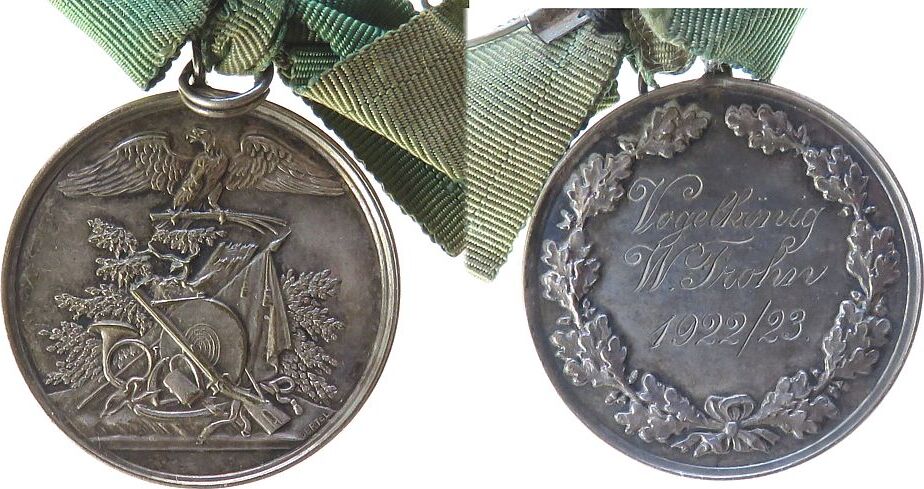 tragbare Medaille 1922 23 Silber Vogelkönig W Frohn ohne